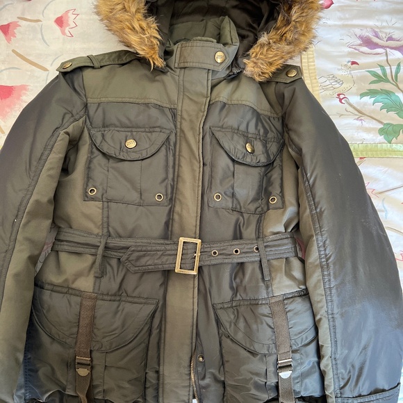 Miss Sixty Moto Two Tone Green Quilted Jacket with detachable hood - Picture 4 of 13